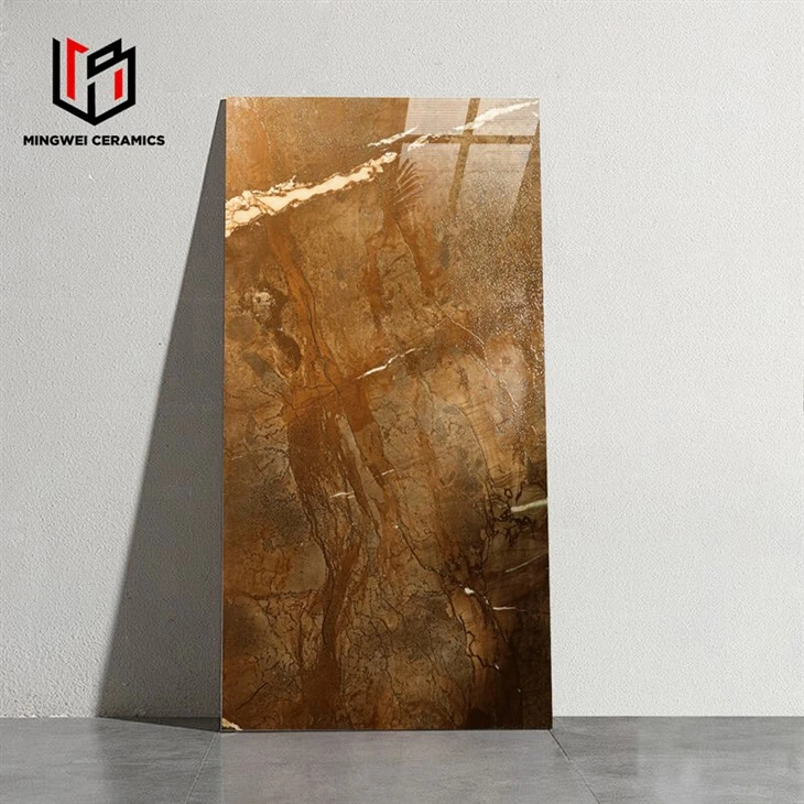 Deep Coffee Polished Gold Ceramic Tiles